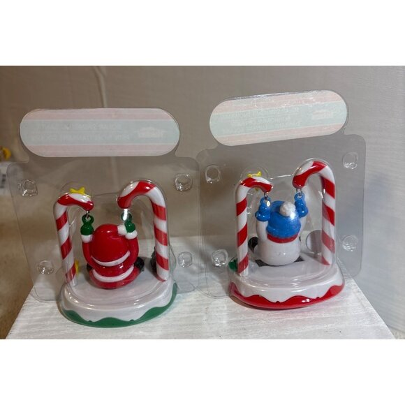 Solar Figures Swinging Santa & Snowman Christmas Decor Set New - Picture 2 of 5